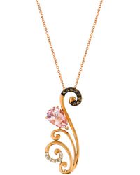 Le Vian - Le Vian 14k Strawberry Gold 1.12 Ct. Tw. Diamond & Morganite Pendant Necklace - Lyst