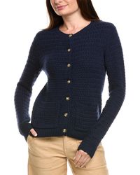 Kier + J - Kier + J Basket Weave Wool & Cashmere-Blend Cardigan - Lyst