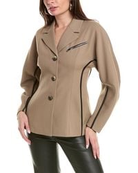 Ganni Wool-blend Twill Blazer in Pink | Lyst