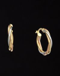 Italian Gold - 14k Italian Tri-tone Gold Twisted Triple Hoops - Lyst
