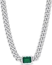 Rina Limor - Silver 0.90 Ct. Tw. Emerald Curb Link Necklace - Lyst