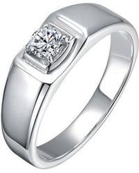 Genevive Jewelry - Rachel Glauber Plated Cz Engagement Ring - Lyst