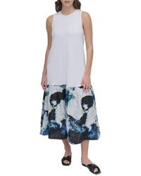 DKNY - Mix Media Midi Dress - Lyst
