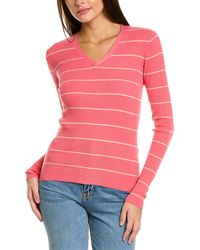 Forte - Rib Stripe V-neck Silk & Cashmere-blend Sweater - Lyst