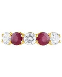 Lab Grown Diamonds - 14K 2.00 Ct. Tw. Lab-Grown Diamond & Lab-Grown Ruby 5 Stone Fashion Ring - Lyst