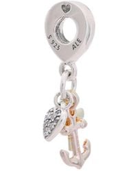 PANDORA - Moments 14k Two-tone Plated & Silver Cz Anchor & Heart Dangle Charm - Lyst