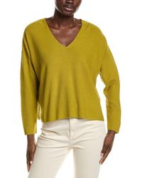 Eileen Fisher - V-Neck Linen-Blend Sweater - Lyst