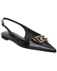 Dolce & Gabbana - Dg Logo Leather Slingback Flat - Lyst