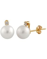 Splendid - 14k Diamond & 6-6.5mm Freshwater Pearl Earrings - Lyst