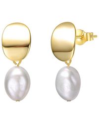 Genevive Jewelry - 14k Over Silver 8mm Pearl Dangle Earrings - Lyst