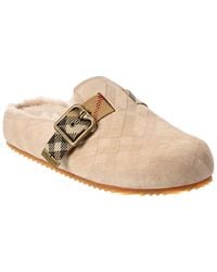 Burberry - Check Urchin Suede Mule - Lyst