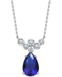 Genevive Jewelry - Silver Cz Bubble Chevron Necklace - Lyst