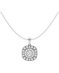 Lab Grown Diamonds - 14K 1.50 Ct. Tw. Lab-Grown Diamond Halo Pendant Necklace - Lyst