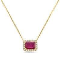 Forever Creations Signature - Forever Creations 14K 1.51 Ct. Tw. Diamond & Ruby Halo Necklace - Lyst