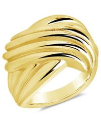 Sterling Forever - 14K Plated Plié Textured Statement Ring - Lyst