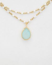 Rachel Reinhardt Jewelry - 14k Over Silver Chalcedony & 3-4mm Pearl Necklace - Lyst