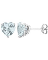 Rina Limor - Silver 3.00 Ct. Tw. Aquamarine Heart Studs - Lyst
