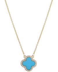 Adornia - 14K Plated Cz Halo Clover Necklace - Lyst