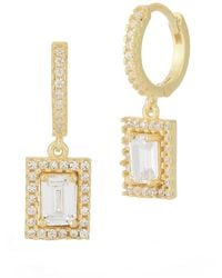 Glaze Jewelry - 14k Over Silver Cz Drop Huggie Earrings - Lyst