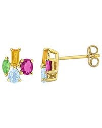 Rina Limor - 1.20 Ct. Tw. Citrine, Rhodolite, Sky Topaz, Tsavorite Cluster Stud Earrings - Lyst
