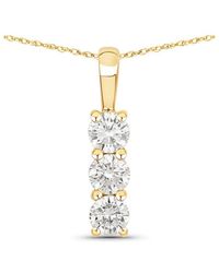Diana M. Jewels - Diana M 14K 0.75 Ct. Tw. Lab-Grown Diamond Three-Stone Pendant - Lyst