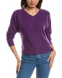Forte - Diagonal Cable V-Neck Cashmere Sweater - Lyst