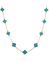 Italian Gold - 14k Turquoise Clover Necklace - Lyst
