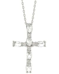 Suzy Levian - 0.02 Ct. Tw. Diamond & Topaz Cross Pendant - Lyst