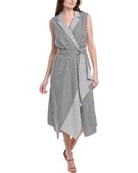 Anne Klein - Plus Handkerchief Hem Collar Wrap Midi Dress - Lyst