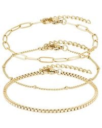Adornia - 18K Plated Stainless Steel 3-Chain Bracelet Set - Lyst