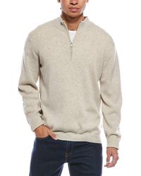 Brodie Cashmere - Ribbed Wool & Cashmere-Blend 1/4-Zip Mock Neck Sweater - Lyst
