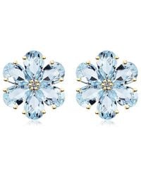 Nina Zhou Jewelry - 14K 4.85 Ct. Tw. Diamond & Aquamarine Stud Earrings - Lyst