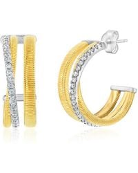 Suzy Levian CZ Jewelry - Suzy Levian Golden Helix Cz Huggie Earrings - Lyst