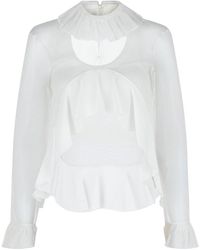 Givenchy - Cropped Silk Blouse - Lyst