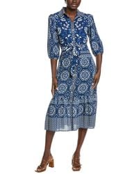 Maison Tara - Engineer Print Miranda Short Sleeve Midi Dress - Lyst