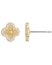 Adornia - 14K Plated Cz Button Clover Halo Stud Earrings - Lyst