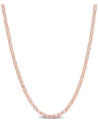 Italian Silver - 18K Rose Over Fancy Rectangular Rolo Chain Necklace - Lyst