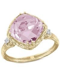 Reiss - 14k 3.40 Ct. Tw. Diamond & Rose Quartz Cocktail Ring - Lyst