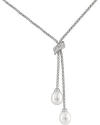 Splendid - Silver 7-8mm Freshwater Pearl & Cz Pendant Necklace - Lyst
