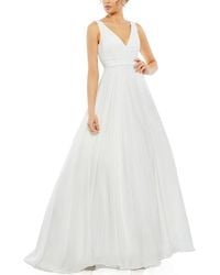 Mac Duggal - White Layered Tulle Chiffon Ball Gown - Lyst