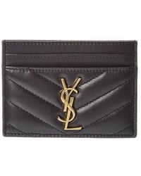 Saint Laurent - Cassandre Leather Card Case - Lyst