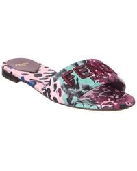 Fendi - Logo Embroidery Satin Sandal - Lyst