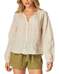 Bella Dahl - Shirred Neck Linen Blouse - Lyst