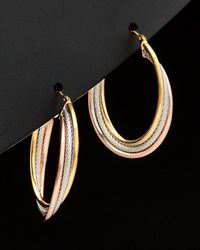 Italian Gold - 14k Italian Tri-tone Gold Overlapping Triple Hoops - Lyst