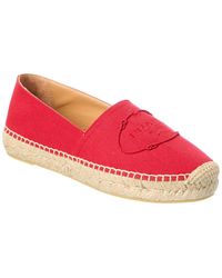 Prada - Logo Embroidered Hemp Espadrille - Lyst