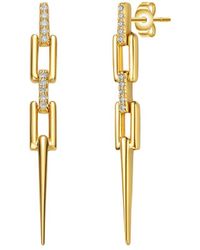 Rachel Glauber 14k Plated Cz Dangle Earrings - Metallic