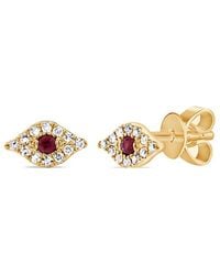 Sabrina Designs - 14k 0.12 Ct. Tw. Diamond & Ruby Evil Eye Studs - Lyst