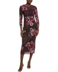 Anne Klein - Ruched Mesh Midi Dress - Lyst