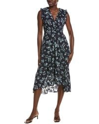 Anne Klein - Pleated Waist V Neck Classic Midi Dress - Lyst