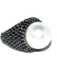 Arthur Marder Fine Jewelry - Silver 14.75mm Black Spinel South Sea Pearl Ring - Lyst